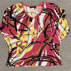 City Girl Nancy Bolen Top Womens S Beaded Sequins Pink Black Size Small